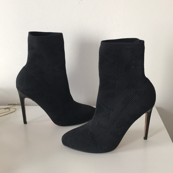 Black Knitted Sock High Heeled Boots - Picture 5 of 5